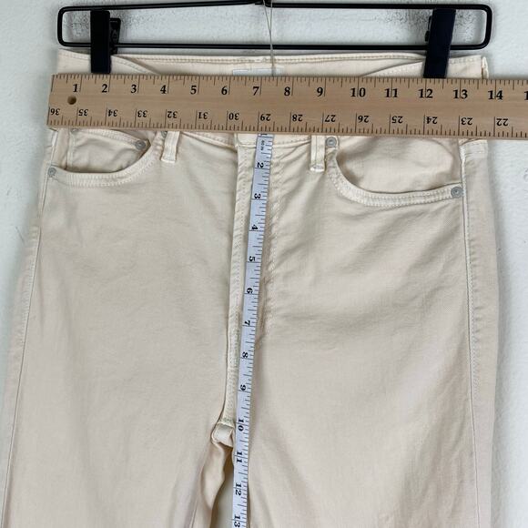 Mother The Insider Crop Step Fray Size 26 Chalk Cream Jeans Lightweight Neutral - Picture 15 of 16